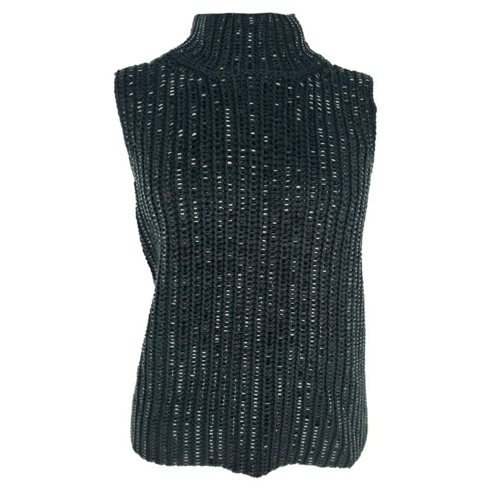 Ermanno Scervino Knitted Turtleneck Sleeveless Top in Black Cotton